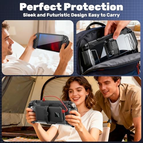 daydayup 1 Carrying Protective Slim Case Cover Compatible with Nintendo Switch 2, Protection TPU PC Material Dockable Shockproof Ergonomic Grip Kickstand for Switch 2 Console, Black - Image 6