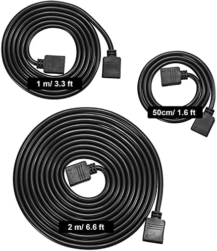 Honoson 6 Pieces 4 Pin RGB Extension Cable LED Strip Connector Cord Wire Cables Kit with 12 Pieces Pin Connector for 5050 3528 RGB LED Motorcycle Car Light Neon Strip Light(1.6、3.3 、6.6 ft,Black) - Image 2