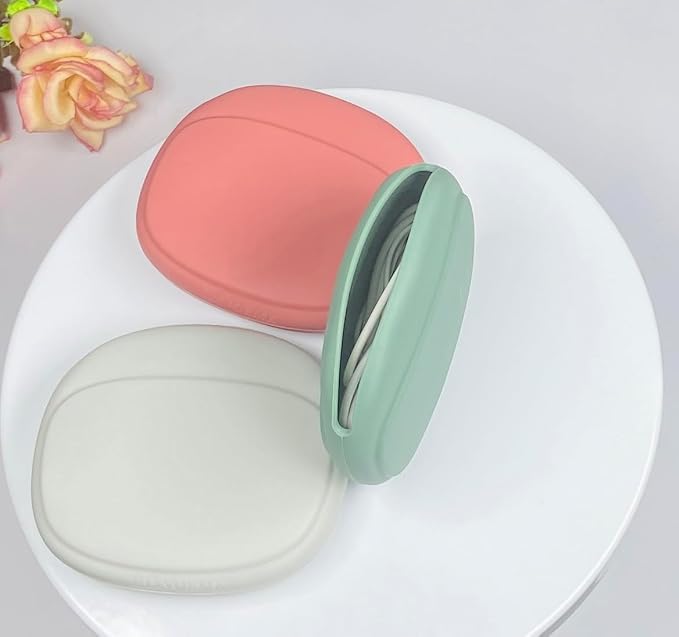 Silicone Headphone Organizer-Data Cable Storage Case-Mini Key Box-Portable Wired Headphone Organizer(Red-Grey-Green-3PCS) - Image 6