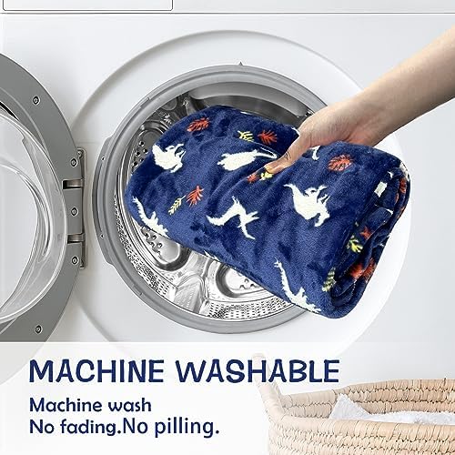 SOCHOW Glow in The Dark Dinosaur Throw Blanket 60 x 80 Inches, Navy Blue - Image 5