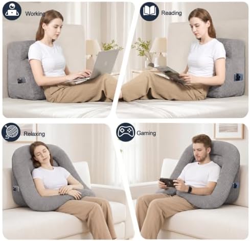 Reading Pillow for Bed Adult, 2-in-1 Back Rest Pillow for Sitting Up - Image 6