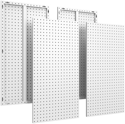 4 Pcs Metal Pegboard Panels 16x33in, White Peg board Wall Organizer by Amoowis