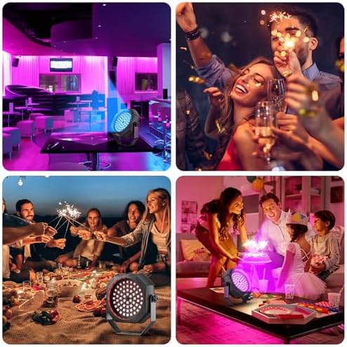 Rechargeable Strobe Light, 60 LED RGB Mini Stage Light, 30W Battery Powered Strobe with Remote & Sound- Activated Control Mode, LED Par Can for Party Home Band Bars, 4 Pack - Image 7