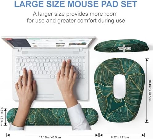 Mouse Pad with Wrist Rest, Comfortable Memory Foam Wrist Rest for Computer Keyboard, Ergonomic Mouse Pad Set for Easy Typing & Pain Relief for Office & Home, Green - Image 5