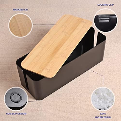 Tuwechen Cable Management Box, Wooden Style Cord Organizer Box - Image 4
