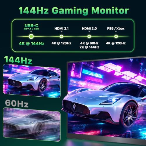 Upperizon Portable Monitor 19 inch 4K UHD 3840X2160 125% sRGB 144Hz HDR HDMI USB-C Travel Monitor for Laptop MacBook PC Surface Xbox, Large External Display with Kickstand & Speakers, VESA Compatible - Image 3