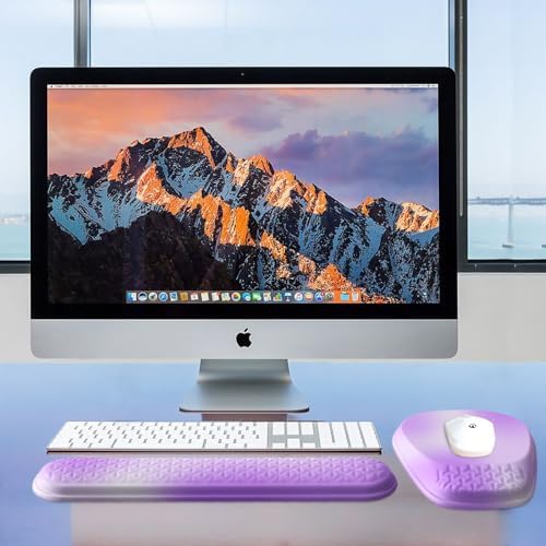 Mouse Pad with Wrist Rest, Comfortable Memory Foam Wrist Rest for Computer Keyboard, Ergonomic Mouse Pad Set for Easy Typing & Pain Relief - Gradient Purple - Image 6