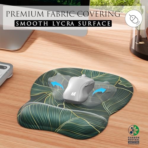 MROCO Ergonomic Mouse Pad with Gel Wrist Rest, 9.4 x 8.1 in, Green Leaves - Image 2
