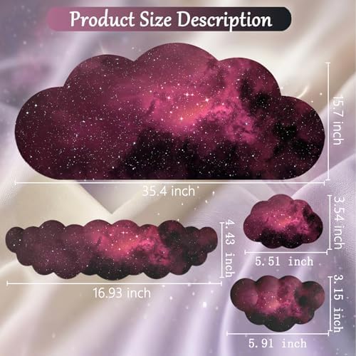 Cloud Mouse Pad Keyboard Wrist Rest for Mouse 4PCS Extended Galaxy Large Desk Mat Pad Set Memory Foam Non-Slip Cute Ergonomic Gaming Space Mouse Wrist Support for Computer Home Office Pink Black - Image 3