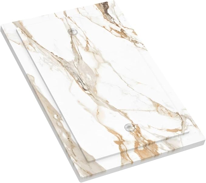 Decorative Light Switch Cover Plate Abstract Luxury White Gold Marble 1 Gang No Device Single Blank Outlet Covers Wall Plate Switchplate Covers Dimmer Faceplate for Bedroom Decor - Image 3