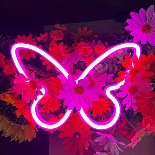 2 Pieces Butterfly Neon Sign USB/Battery Powered LED Light for Wall Decor - Image 4