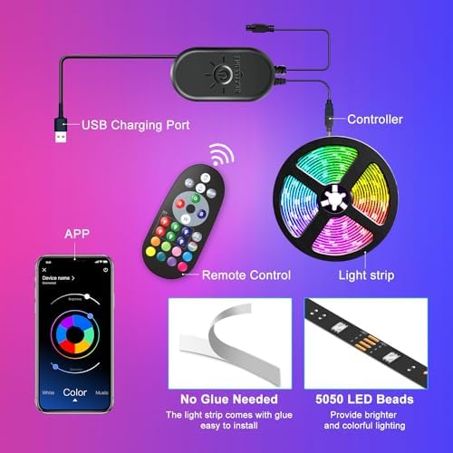 Nexillumi LED Lights for TV, 13.2ft TV LED Backlight for 32-65 Inch, RGB LED Strip Lights Behind TV, APP Remote Control Music Sync TV Led Lights for Bedroom - Image 6