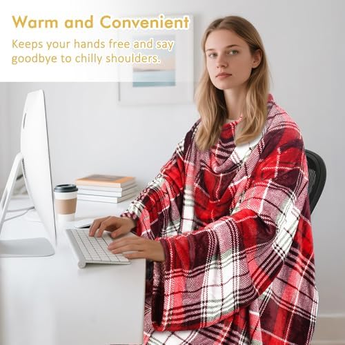 Catalonia Wearable Blanket with Sleeves for Women & Men, Fleece Wrap Throw - Image 2