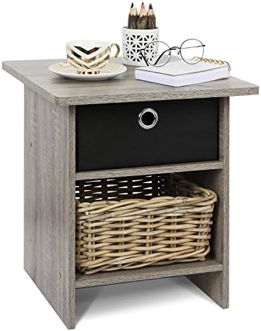 Furinno Dario Set of 2 Square Side Table, End Table, French Oak Grey - Image 4