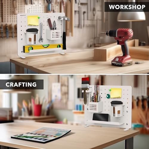 Mount-It! Clamp-On Desk Pegboard Organizer, White - Image 3