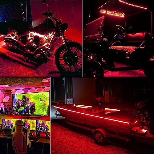 echosari LED Strip Lights Battery Powered, 90 LED Red 2835 SMD Strip Lights 9.8 Ft Cuttable Self-Adhesive Strip Lights with Remote Timer for Outdoor Indoor Party Bedroom Decoration (Pack of 3) - Image 4
