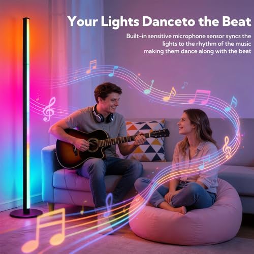 VZZNN SurPlife LED Corner Floor Lamp - Smart RGB Corner Lamp with App & Remote 16 Million Colors & 68+ Scene, Music Sync, Timer Setting - Ideal for Living Rooms, Bedrooms, and Gaming Rooms - Image 6