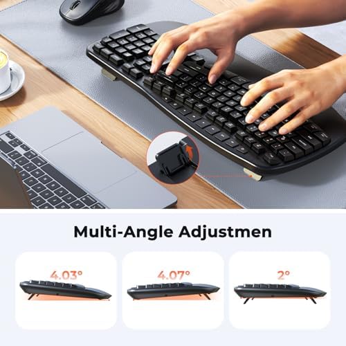 MEETION Ergonomic Wireless Keyboard and Mouse Combo with Wave Keys - Image 4
