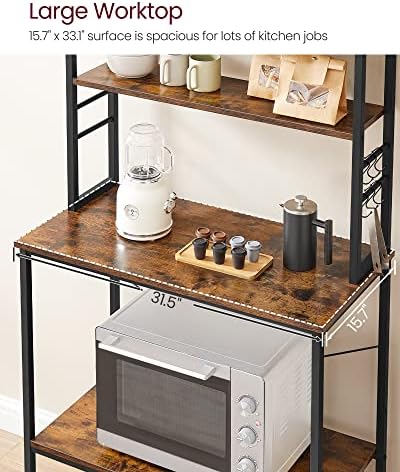 VASAGLE Coffee Bar, 31.5 Inches 6-Tier Baker's Rack with 6 Hooks - Image 6