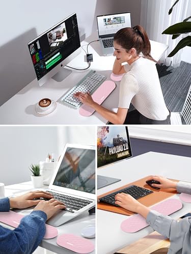 Ergonomic Wrist Rest, Full-Size Keyboard & Mouse Wrist Support Pad, Pink | Slow Rebound, Soft Memory Foam, Computer Keyboard & Mouse Palm Rest, Pain Relief, Comfort for Office, Gaming, Study, Typing - Image 6