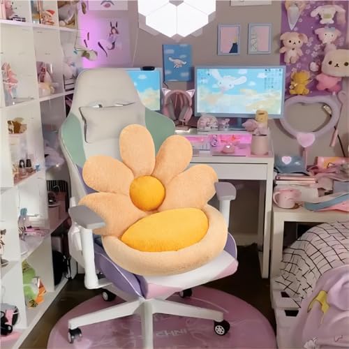 Ditucu Flower Shape Chair Pillow Cute Seat Cushion 19 inch Comfy Lazy Sofa Floor Pillows Dorm Seating for Bedroom Decor Orange - Image 2