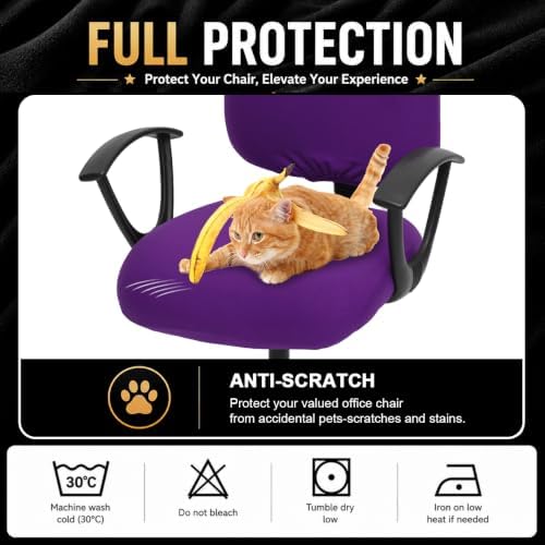 Super Stretchable Separate Office Chair Seat Covers - Universal Spandex Computer Chair Slipcover - 180GSM Washable Rotating Backrest Coverings & Cushion Protectors for Dogs, Cats, Pets - Image 5