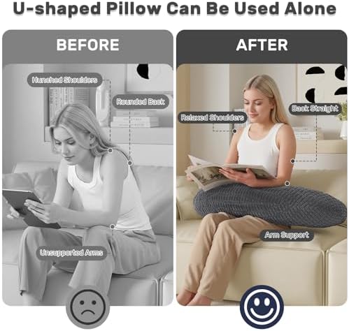 Reading Pillow for Bed, Backrest Pillow with Arms for Adult - Image 5