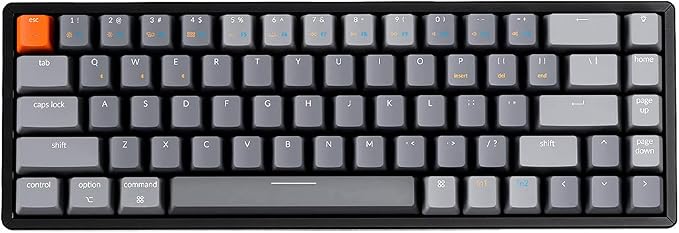 Keychron K6 68-Key Wireless Bluetooth/USB Wired Gaming Mechanical Keyboard, Compact 65% Layout RGB LED Backlit N-Key Rollover Aluminum Frame for Mac Windows, Gateron G Pro Yellow Switch by Keychron