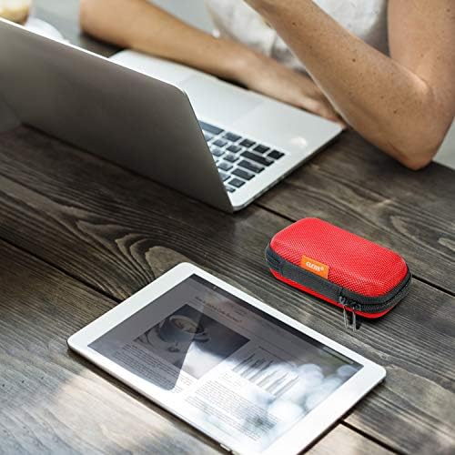 Red Rectangle Small EVA Case, Lightweight Hard Shell Zipper Pouch - Image 5