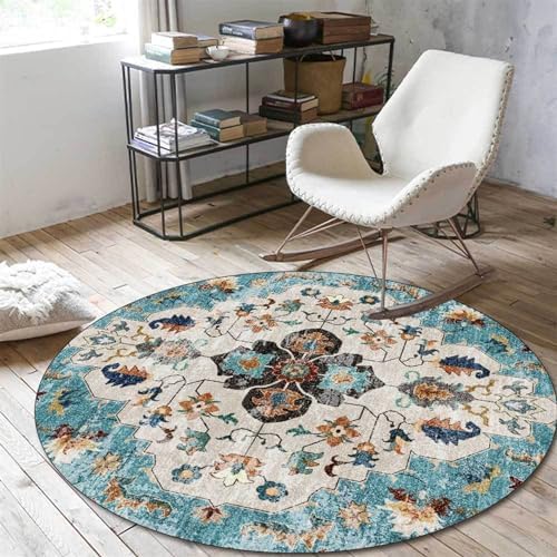 Office Chair Mat for Hardwood Floor, Vintage Computer Gaming Rolling Low Pile Carpet Floor Chair Mat, Anti-Slip Backing Round Desk Rug Floor Mat for Home - Image 2