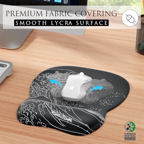 MROCO Ergonomic Mouse Pad with Gel Wrist Rest, 9.4 x 8.1 in, Kanagawa Wave - Image 2
