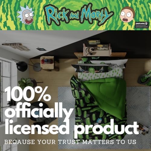 Rick & Morty 5 Piece Super Soft Cozy Reversible Comforter and Sheet Set with Sham, Twin, (Officially Licensed Product) By Franco - Image 6