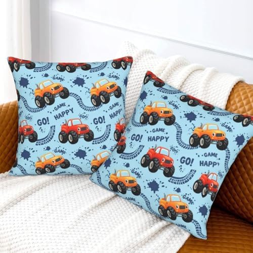 Pillowcase Set of 2 Cute Monster Trucks Throw Pillow Covers Shells for Couch Office Bedroom Home Decoration, 20"X20" - Image 6