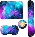 AIMSA Keyboard Wrist Rest Support + Mouse Pad + Mouse Wrist Rest + Coaster, Ergonomic Memory Foam Anti-Slip Rubber Base 4 PCS Set Easy Typing Pain Relief, Galaxy Nebula Universe by AIMSA