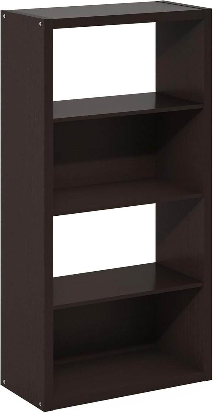 Furinno Viola 4-Tier Book Shelf, Extra Thick Frame Bookshelf, Dark Oak - Image 6