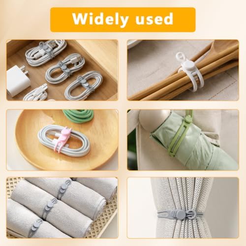 10 Pcs Silicone Cable Ties, Reusable Cord Organizer. - Image 7