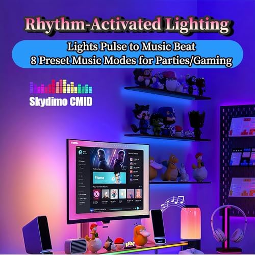 RGB Monitor Backlight with Screen Sync for 32 Inch Screens, Dual USB Powered LED Ambient Lighting Kit, Music Rhythm & Dynamic Modes, Immersive Bias Lighting for Home Office Gaming (4 Sides - 32 inch) - Image 6