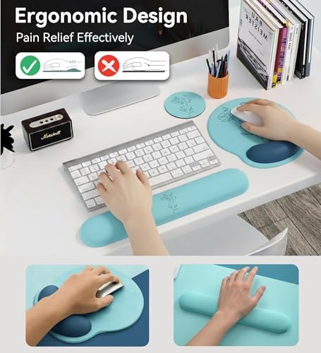 Mouse Pad with Keyboard Wrist Rest,Ergonomic Mousepad Support Set - Image 3