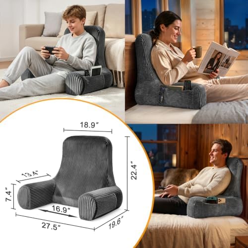 Reading Pillow for Bed Sitting Up, Back Support Pillow with Arms - Image 7