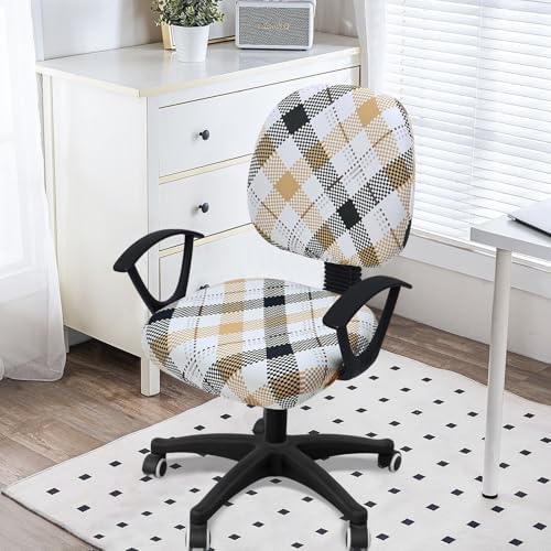 Smiry Stretch Printed Office Computer Desk Chair Covers for Seat & Backrest | Stretch Fit, Soft Fabric Universal Washable Removable, Anti-Dust Rotating Chair Slipcovers Protector - Image 2