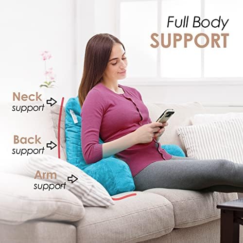 Nestl Reading Pillow with Shredded Memory Foam, Designed for Sitting Up in Bed and Couch, Back and Arms Adjustable Support for Adult & Teens Backrest Pillows for Reading, Washable Cover, Bright Blue - Image 3