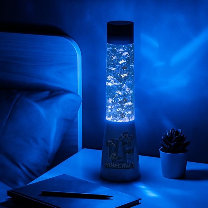 Paladone Minecraft Character Officially Licensed Glitter Flow Lamp or Night Mood Lighting, Gamer Room Décor for Kids and Tweens - Image 3