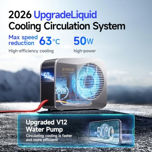 50W Magnetic Liquid-Cooled Phone Cooler for Gaming Live Streaming, 2.1M Extra Long Red Cable, 31dB Low Noise RGB Radiator for MagSafe iPhone Android iPad Tablet, Gray - Image 4