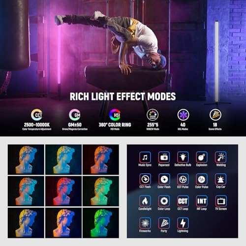 NEEWER RGB Tube Light, 30W LED Video Light RGBWW Full Color Stick Light Wand with 18 Scenes 7 Pixel Effects 2500-10000K CRI97/TLCI98 6000mAh, APP/2.4G/DMX Control for Photography Video Record, TL90C - Image 3