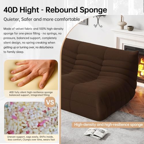 WHGBJA Loveseat Bean Bag Chair for Adults, Comfy Beanbag with Memory Foam | Floor Sofa Chair for Gaming, Reading, Bedroom, Living Room, Boneless, Ergonomic - Image 4