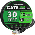 CableGeeker Cat 6 Flat Ethernet Cable 30ft, 10Gbps, Black by CableGeeker