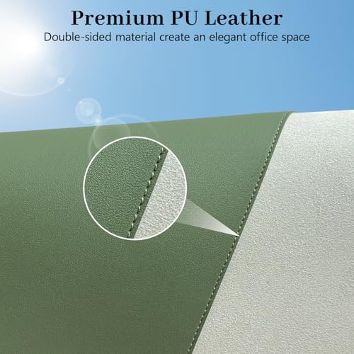 Green Leather Desk Pad Large Mouse Pad, 31.5"x15.7" - Image 3