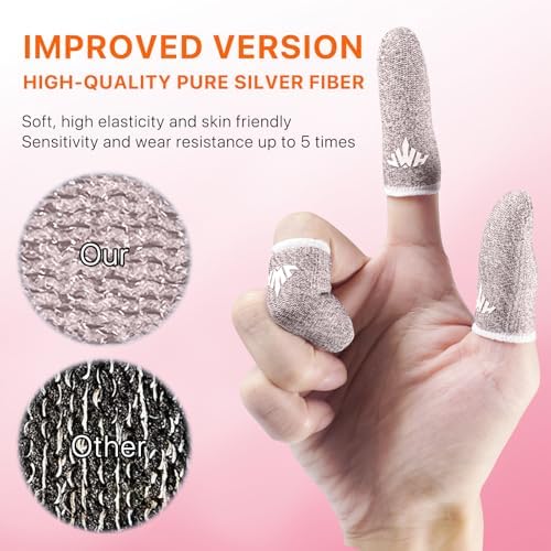 JWH Ultra-Thin Silver Fiber Gaming Finger Sleeves,Pink Thumb Sleeves Gaming Cots,10 Pack Gaming Finger Gloves for PUBG,with Storage Box,High Sensitivity,Anti-Slip,Fundas para Dedos Gamer - Image 5
