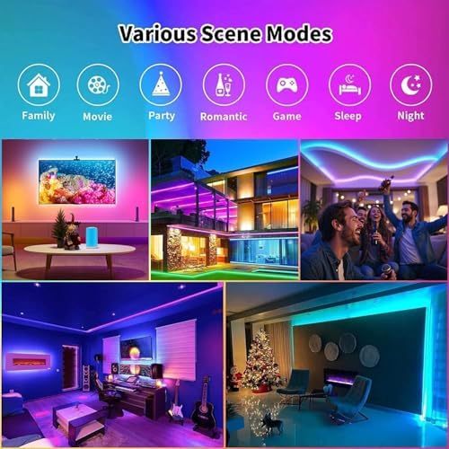 CHARKEE LED Lights 100ft USB-Powered, Music Sync RGB LED Strip Lights for Bedroom/TV Backlight/Gaming Lighting, Color Changing Bluetooth Led Lights IR Remote&App Control - Image 3