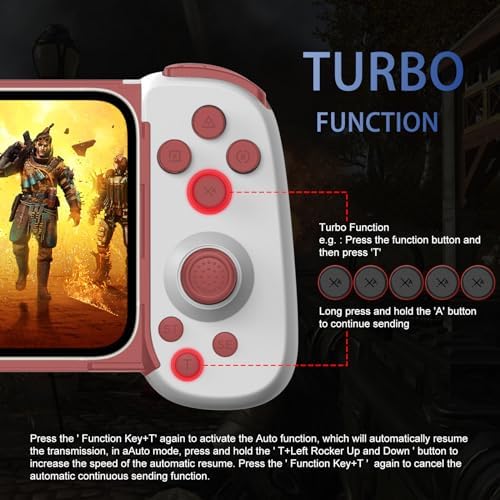 Wireless Controller for iPhone 17/Android/PC/iPad/Tablet/Arcade MFi Games/Switch/PS4/iPhone 15, Support Streaming on PS5/PS4/Xbox/PC Console, Cloud Gaming Gamepad Joystick - Turbo/6-Axis Gyro/Dual Motors - Image 3
